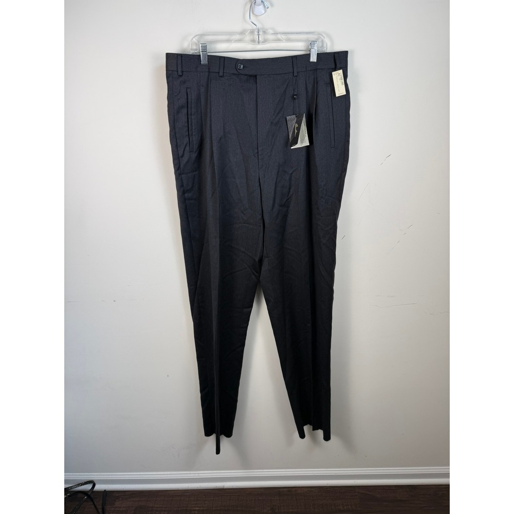 Corneliani UNHEMMED Vogue Charcoal Grey Extrafine Virgin Wool Dress Pants W40